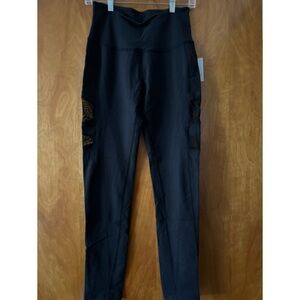 Beyond Yoga black high waist striped mesh leggings